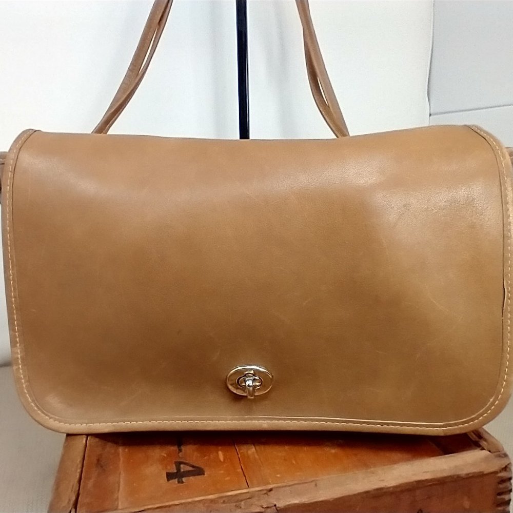 TAUPE GENUINE LEATHER CLASSIC SHOULDER BAG